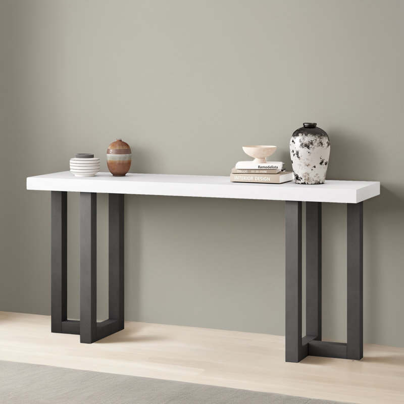 Table d'appoint 63,02 "pour le couloir, Blanc / gris