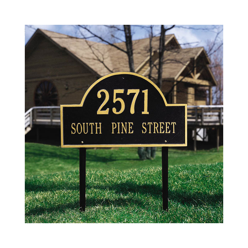 2-Line Lawn Address Sign, Yes, Antique Copper