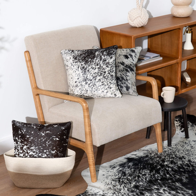Salt and Pepper Cowhide Throw Pillow