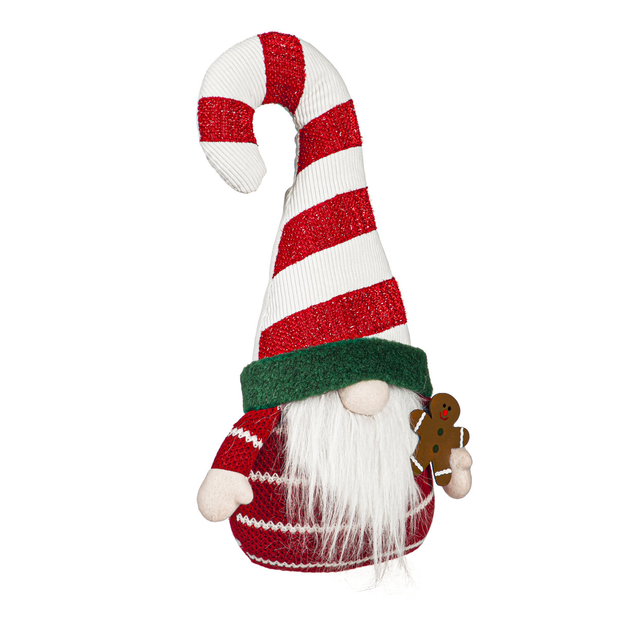 Gnome in Striped Hat Christmas Pillow