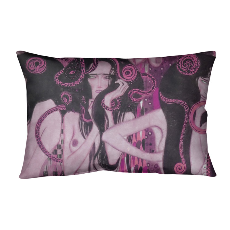 Coussin lombaire frise beethoven, 14 po x 10 po, Rose, Duvet synthétique