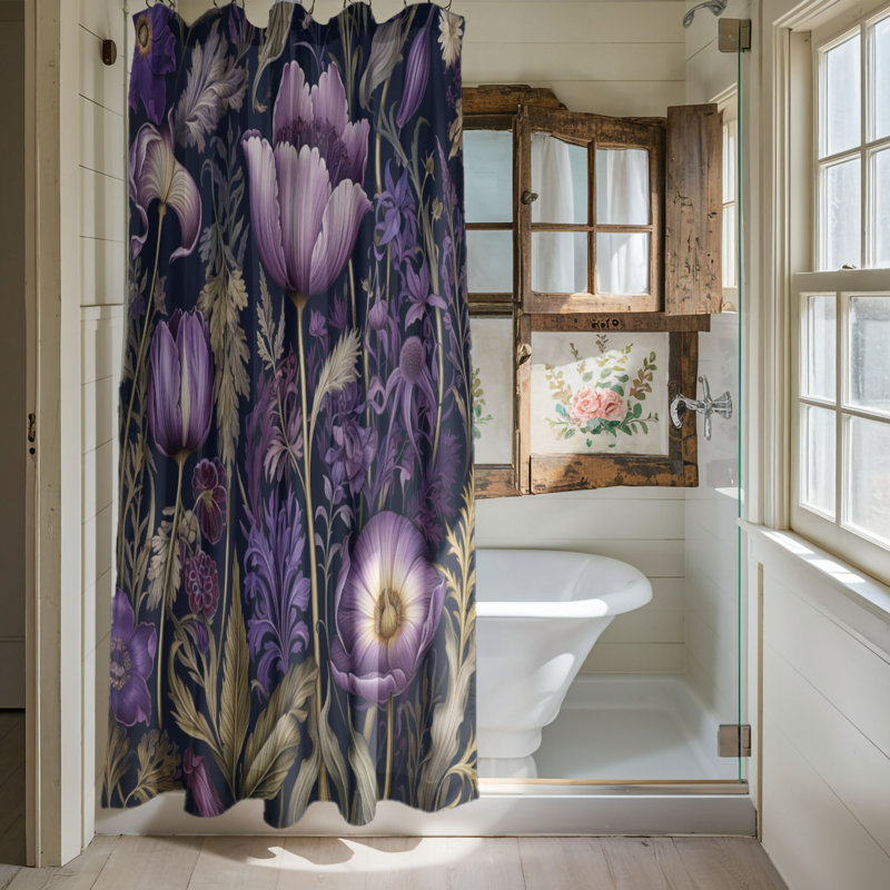 Rideau de douche standard 1 pièce Lavender Blooms, H 74 po x l 71 po