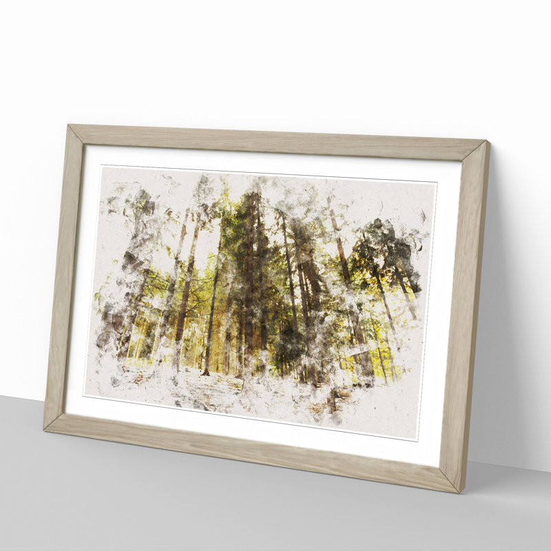 Green Forest Vol.3 - Picture Frame Graphic Art, Oak Framed, 65cm H x 90cm W x 2cm D