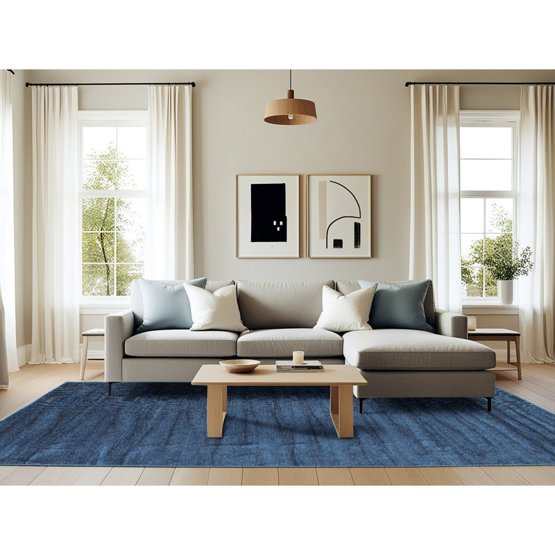 Tapis contemporain bleu, Rectangle 6 pi x 9 pi