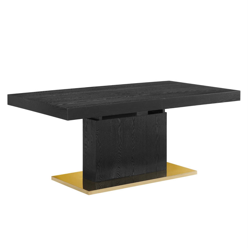 Vector Expandable Dining Table, Black/Gold, Black