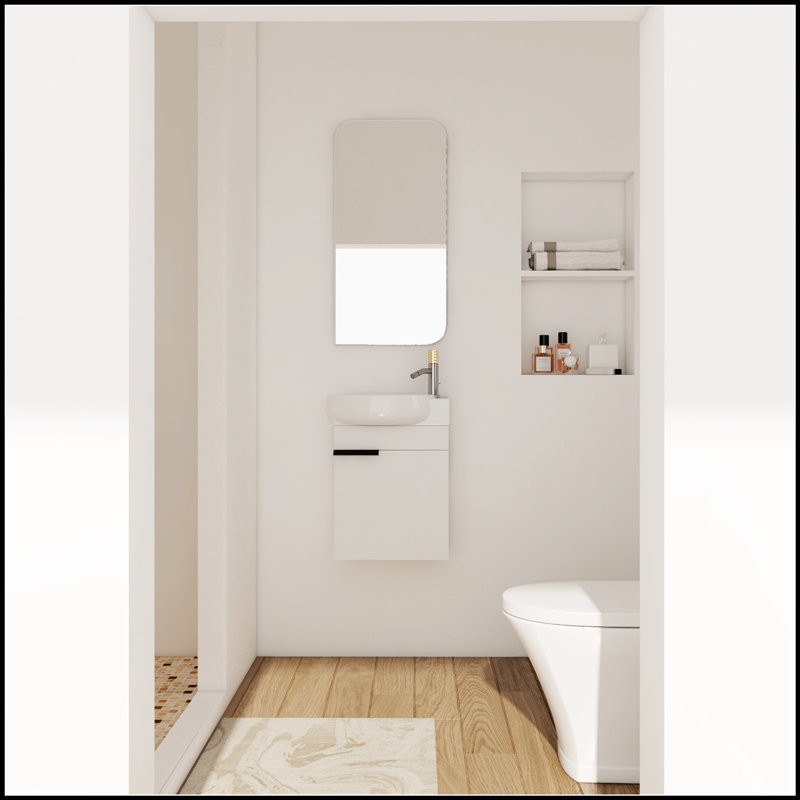 Meuble-lavabo autoportant avec portes à fermeture en douceur pour petites salles de bain et esthétique moderne