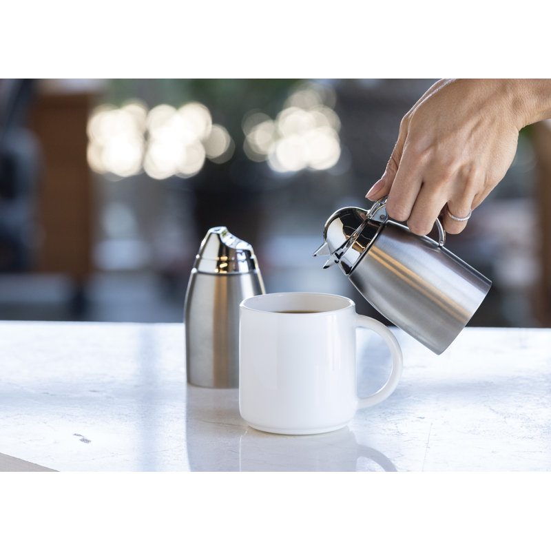 Ensemble sucrier et pot à crème avec finition en acier inoxydable brossé et couvercle chromé