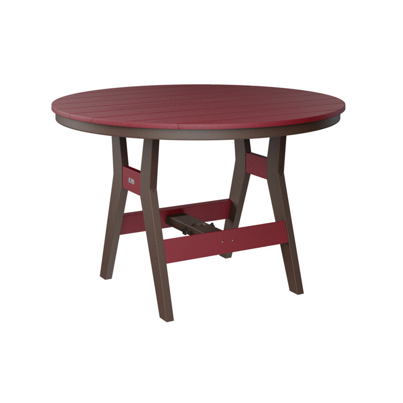 Table de salle à manger ronde 48 po Berlin Gardens Harbor, Rouge écarlate, Chocolat / Brun, 30,37 po H x 48 po L x 48 po P