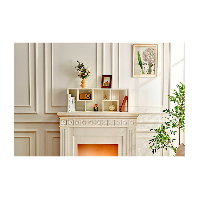 Bookshelf, Freestanding Wood Open Bookcase With 5 Cubes, With 2 Keyhole Hangers, Home Office Décor Rectangular Storage Shelf Display Rack For Study Living Room  White