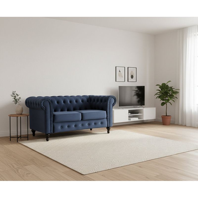Chesterfield tufted Loveseat, Dark Blue