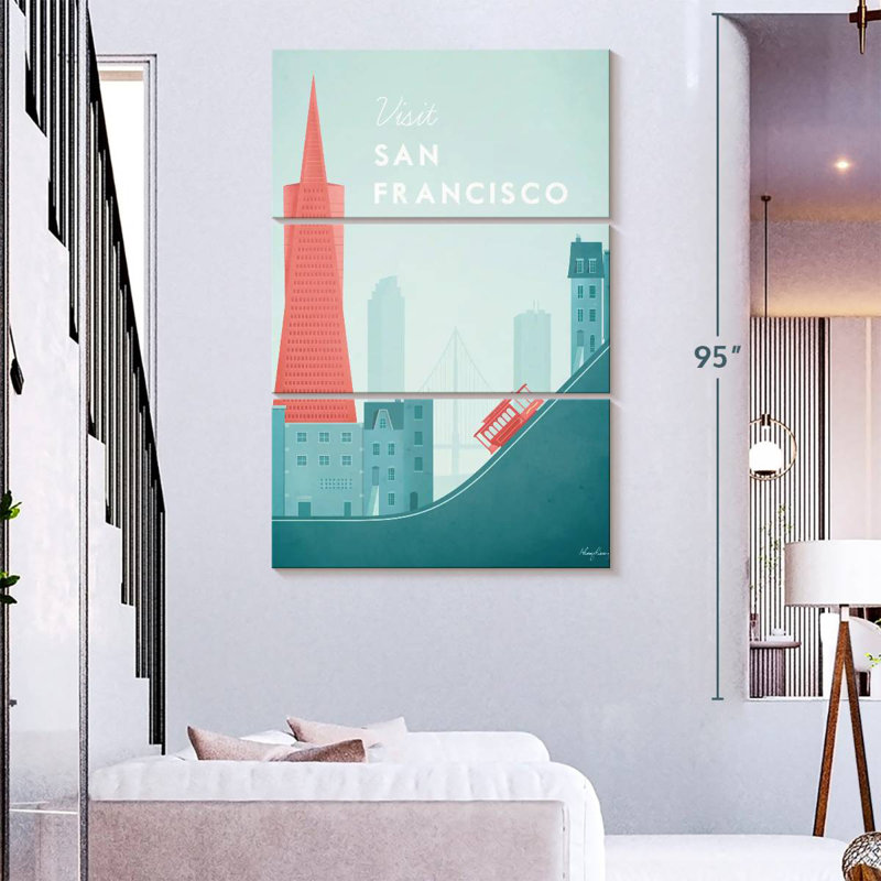 Affiche de voyage rétro Nicci San Francisco, H 74 po x l 48 po