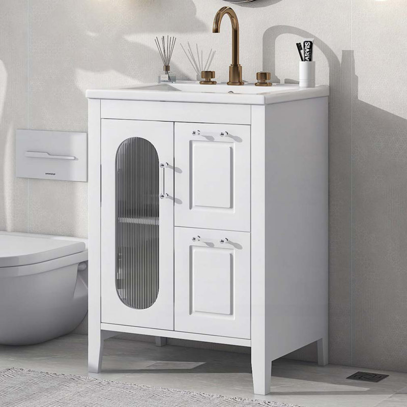 Meuble-lavabo 24 po avec lavabo, Blanc