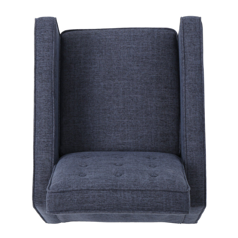 Dark Blue Microfiber Mid-Century Modern Recliner Set