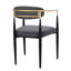 2 chaises de salle à manger, rembourrées gris anthracite avec structure en fer dans un style moderne et un style de tissu doré