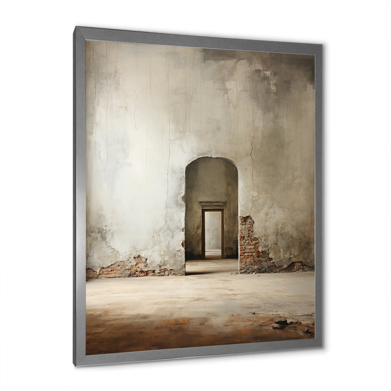 Impression sur toile «Beige minimalisme Embrace I», Cadre simple argenté, H 32 po x l 24 po x P 1 po