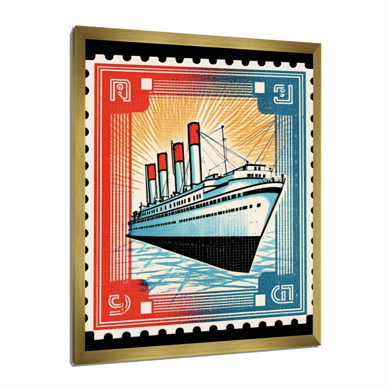 Impression sur toile encadrée rétro Vintage Stamo RMS Titanic I, H 40 po x l 30 po x P 1,5 po, Cadre photo doré simple