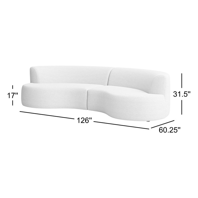 Opal 126" Wide Outdoor Curved Patio Sectional with Cushions, Symmetrical, Faye Sand