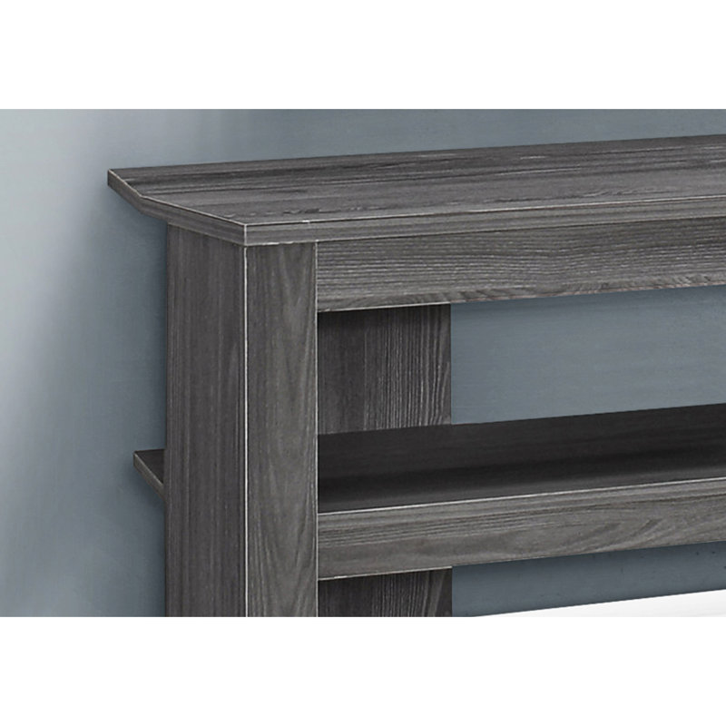 42 Inch Contemporary Grey Tv Stand Entertainment Center With Open Shelves For Accessories Laminate Console Two Thick Panel Home