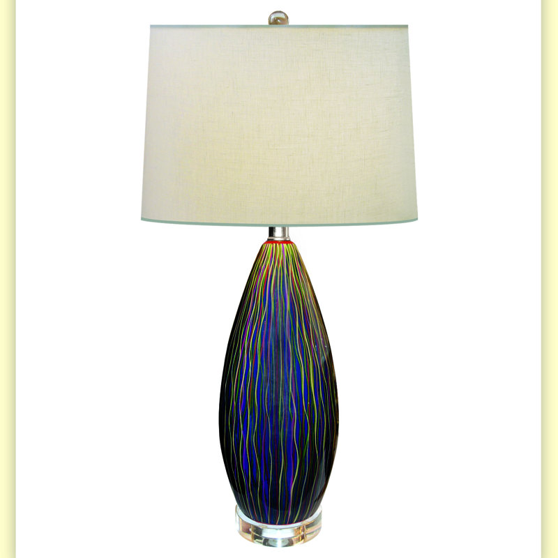 Lampe de table en porcelaine peinte à la main 29 po Serenity