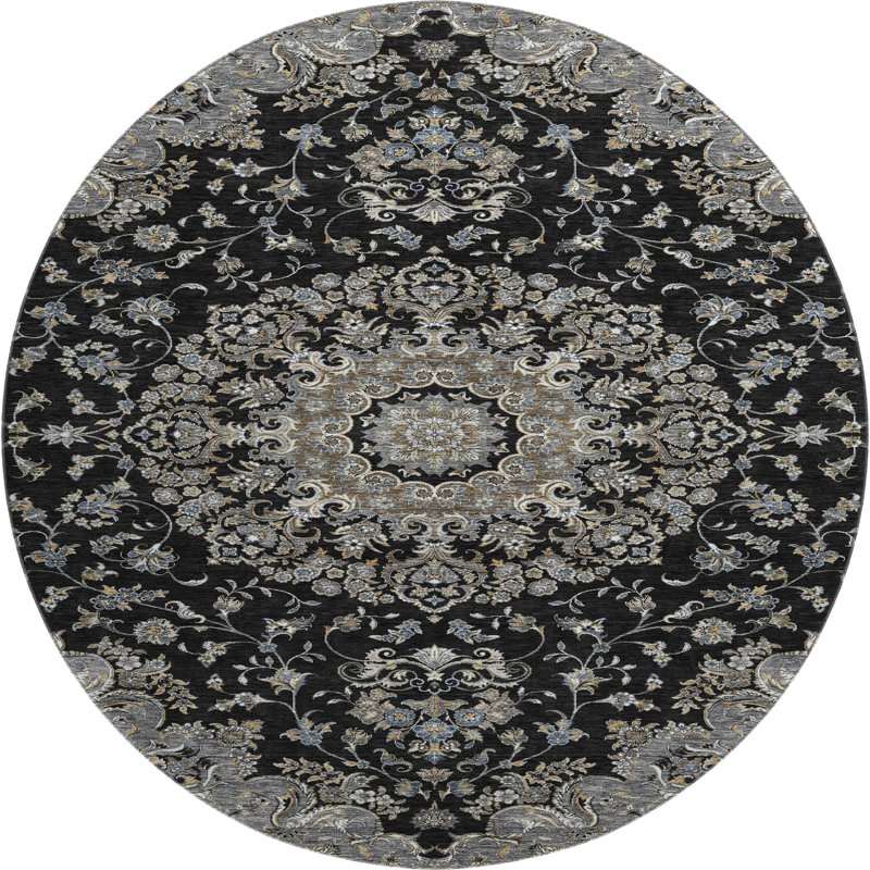 Tapis de qualité supérieure Mayfield AMF2495 Global, Noir, Rond 8 pi