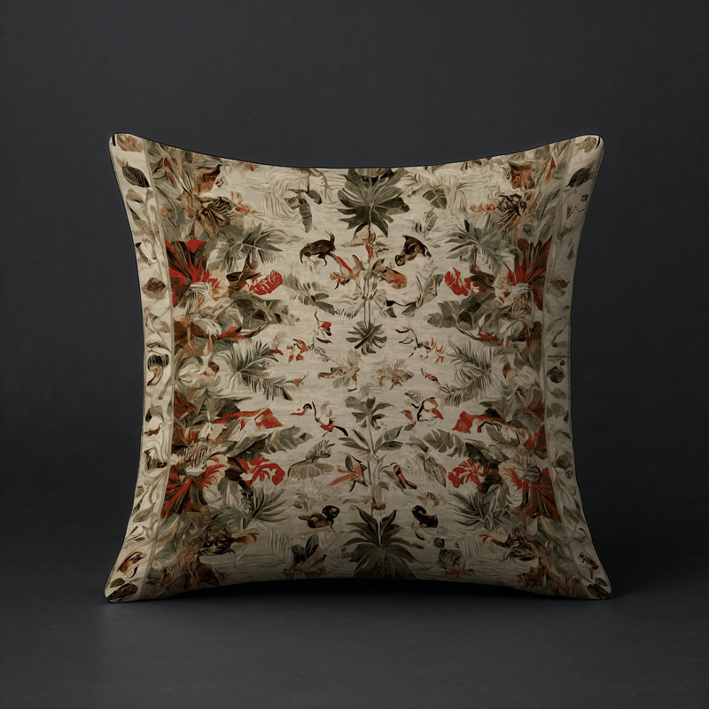 Coussin décoratif intérieur et extérieur Modern, Gris floral 65, Carré 16 po
