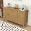 Buffet moderne à rayures avec crochets latéraux, tablettes réglables et supports cachés à l'arrière-58695814