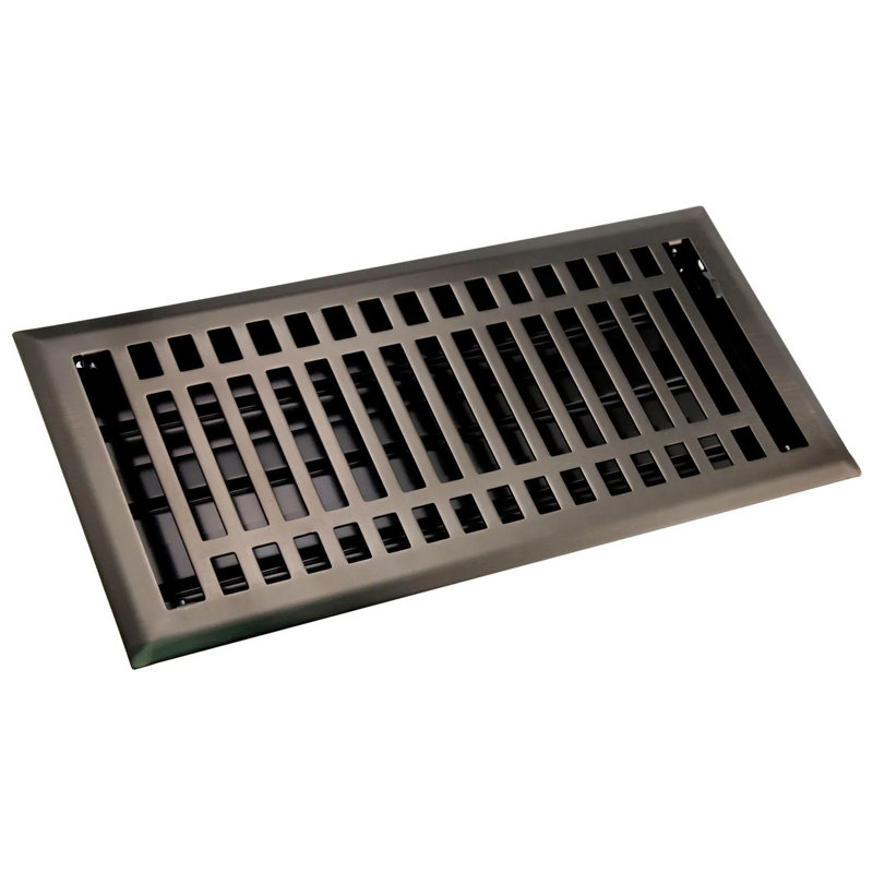 Contemporary Steel Floor Register, 6" x 14", White