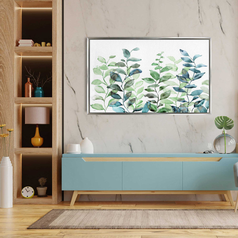 Cascade par Nan - Peinture, L 33,5 po x H 21,5 po, Encadrement argenté