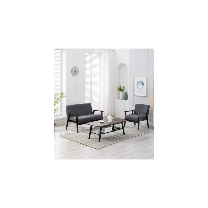 Maricsa Espresso Coffee Table Loveseat Chair set