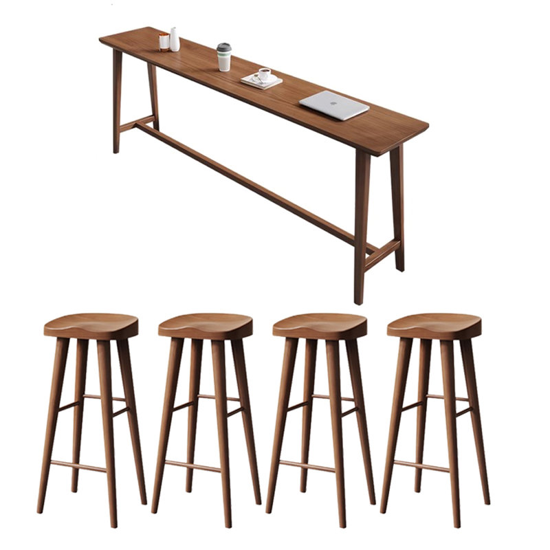Tables et chaises de comptoir en bois massif, H 41,30 po x l 15,70 po x P 70,80 po, 5