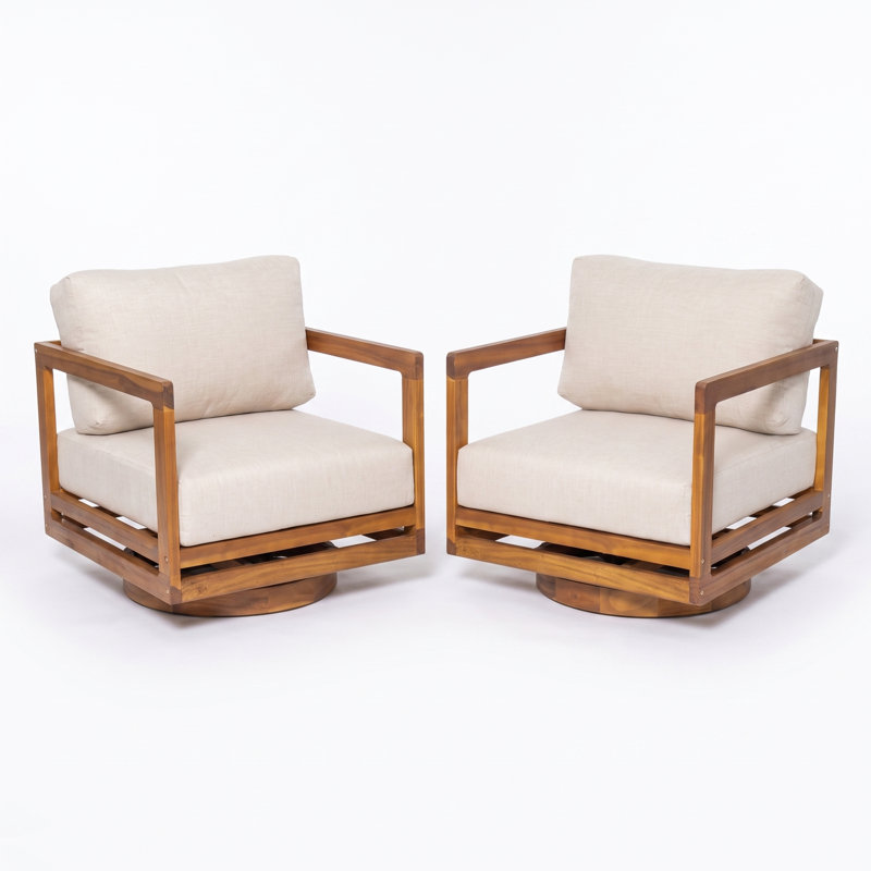 Fauteuil de jardin pivotant à 360° Sundale Outdoor en bois d'acacia, 2