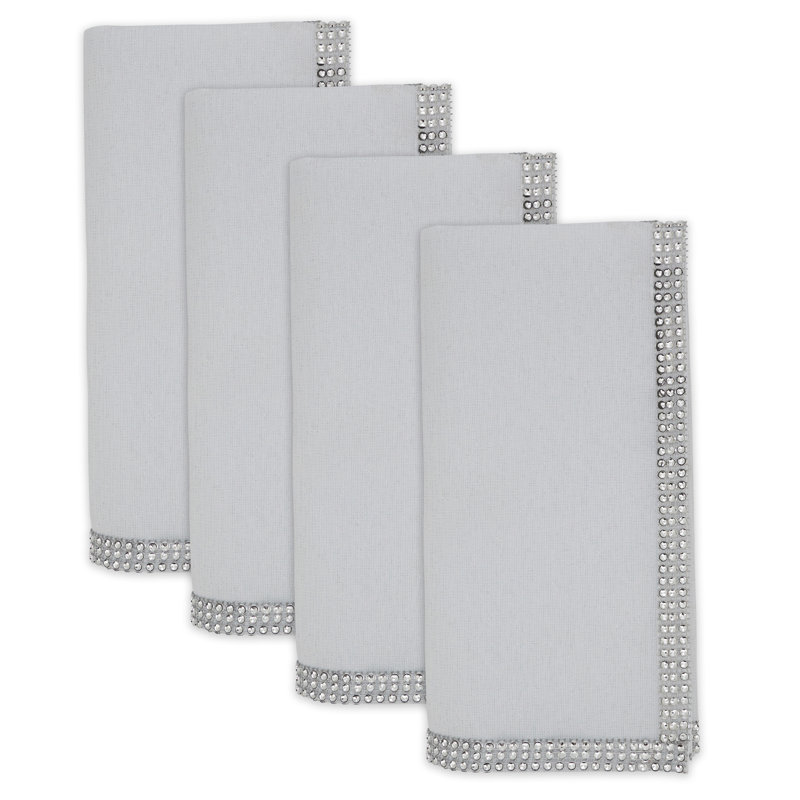 White Studded Design Table Napkins Set of 4