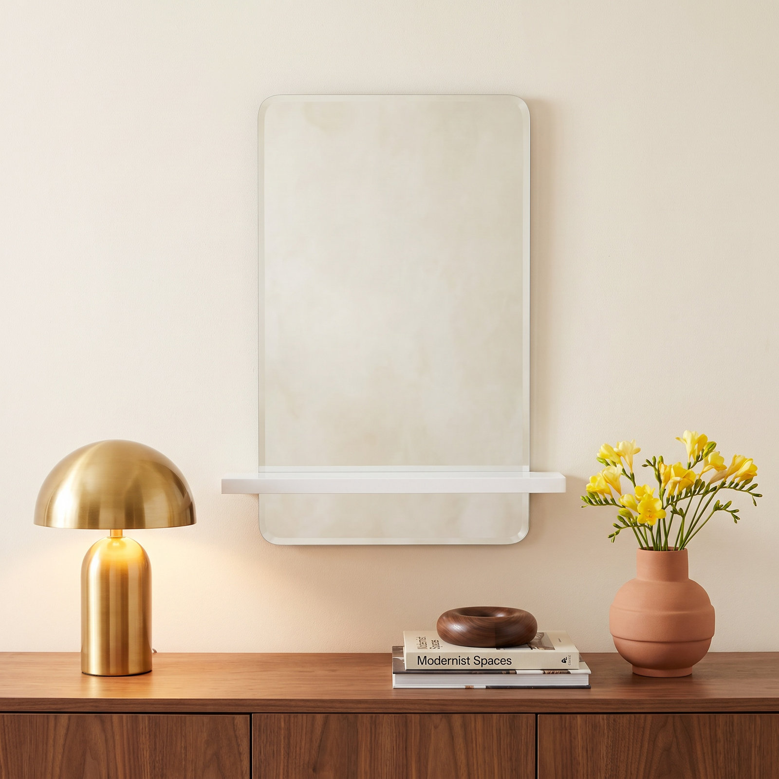 Donato NA Mirror with Shelves, White