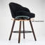 Tabouret de bar et de comptoir pivotant 27 po avec base en bois et grand siège, Sherpa noir-1825781373