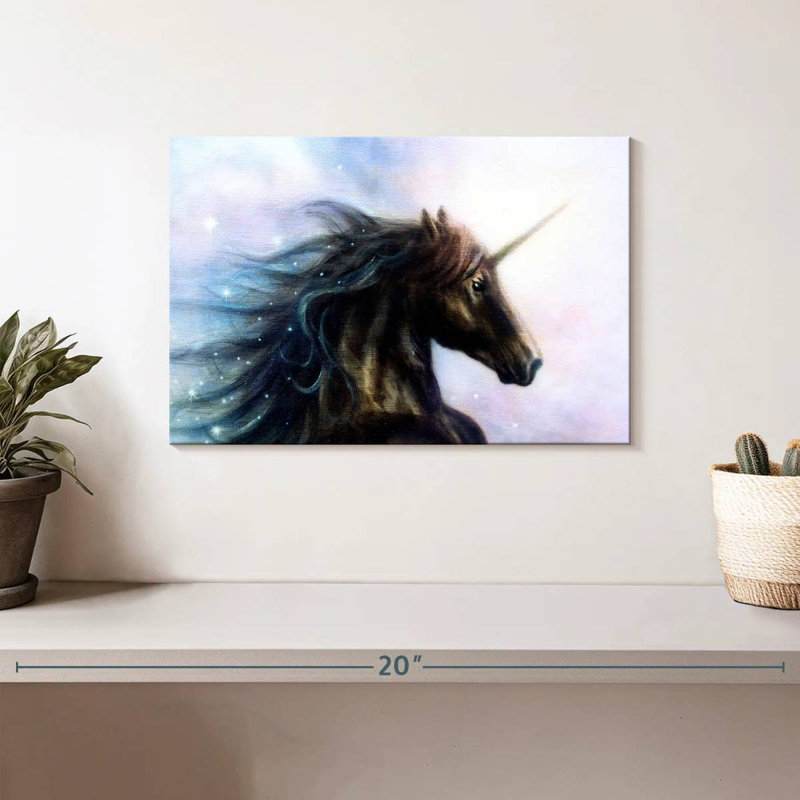 Licorne noire Kelan, H 8 po x l 12 po