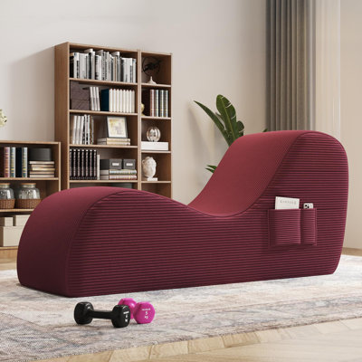 Yoga Chairs For Adults, Upholstered Chaise Lounge, Chaise Lounge With Waist Pad, Foot Pad, Side Pockets, High-density Foam Non-slip Bottom, Yoga Chair For Relaxation Stretching Exercise