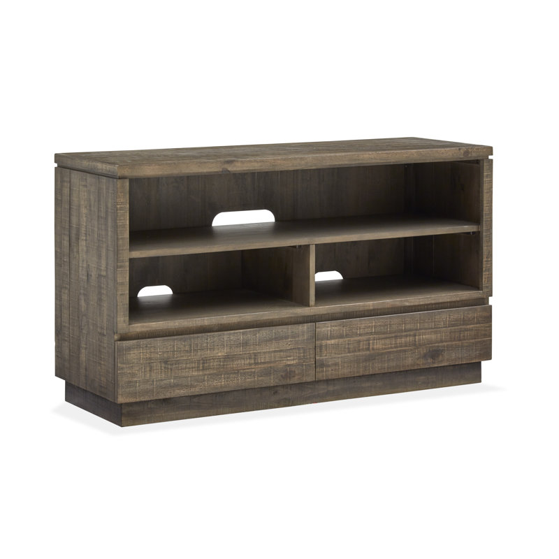 Baisden 52'' Transitional Pine & Metal Console Table with Mirrored Storage