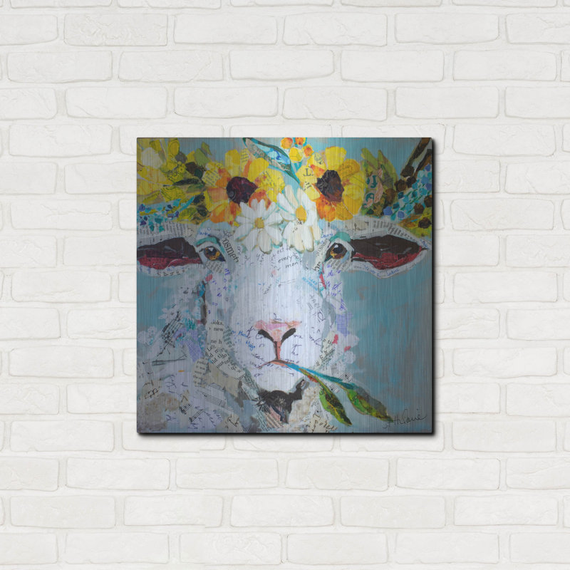 Lark Manor ™ «Floral Sheep2» par St. Hilaire Elizabeth, art mural en métal, H 24 po x l 24 po