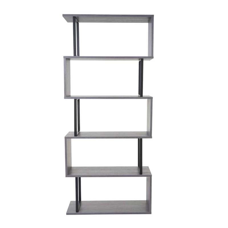 Groover 183 cm H x 80 cm W Iron Geometric Bookcase, Grey/Brown/Blue