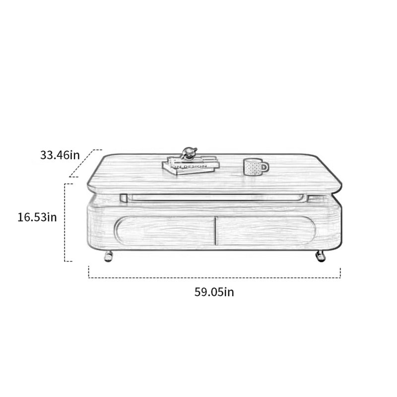 Table basse minimaliste en bois massif noyer, H 16,53 po x L 59,05 po x l 33,46 po