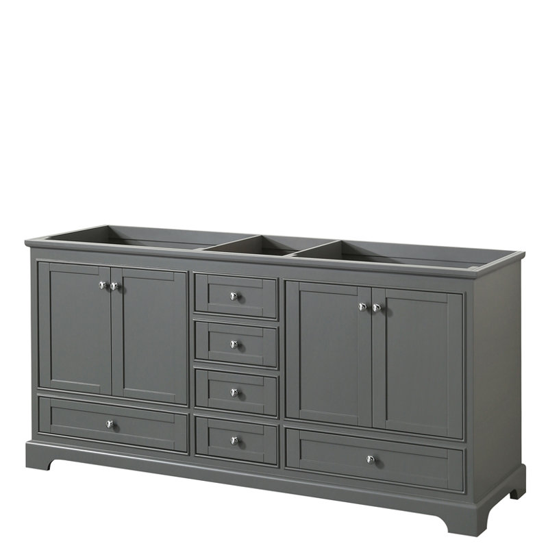 Base de meuble-lavabo double Deborah, Gris foncé / chrome poli
