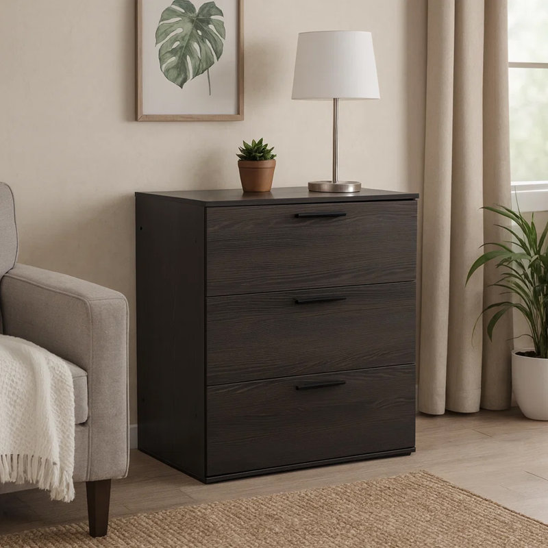 Moru Modular Jumbo Chest, 3 Drawers, Espresso Brown Wood Grain Details, Brown