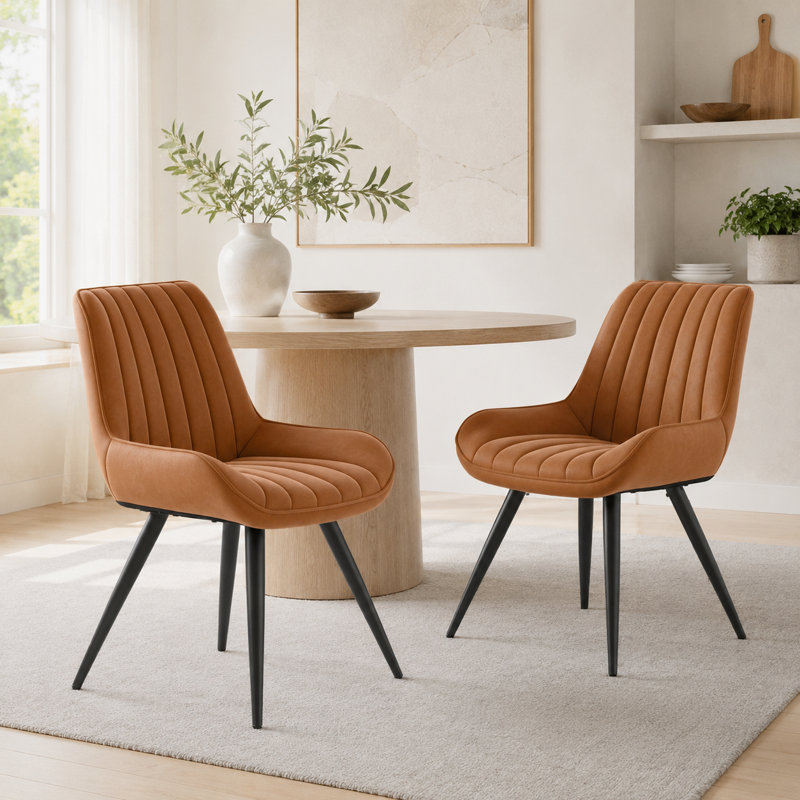 43.7cm H Polyester Upholstered Upholstered Back Side Chair, Brown