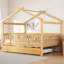 Lit double en bois avec lit gigogne simple-691354480