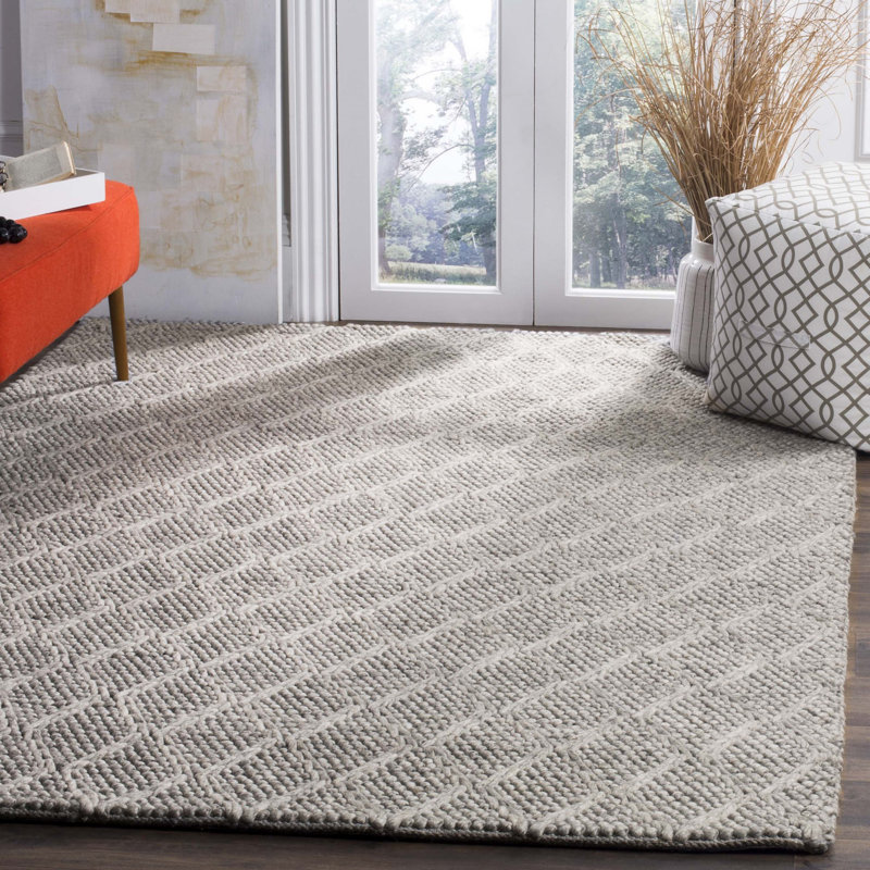 Sinope Hand Tufted Wool/Viscose/Cotton Solid Color Rug in Gray, Rectangle 6' x 9'
