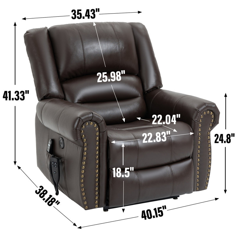 Priamo Recliner, Brown Genuine Leather