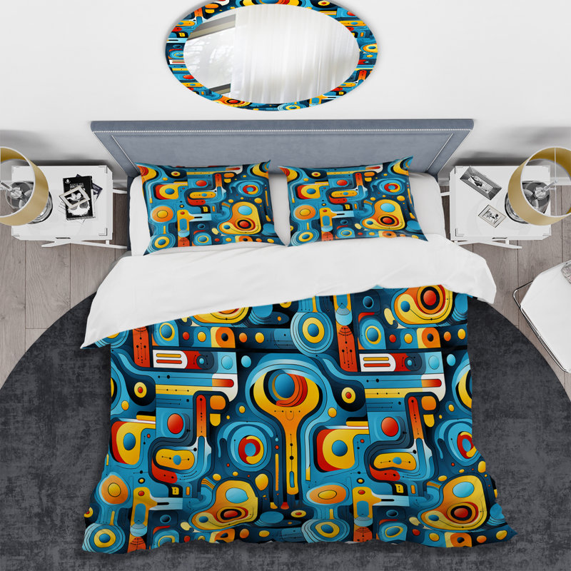 Ensemble de housse de couette orange Nomadic, Housse de couette pour grand lit et 2 taies décor