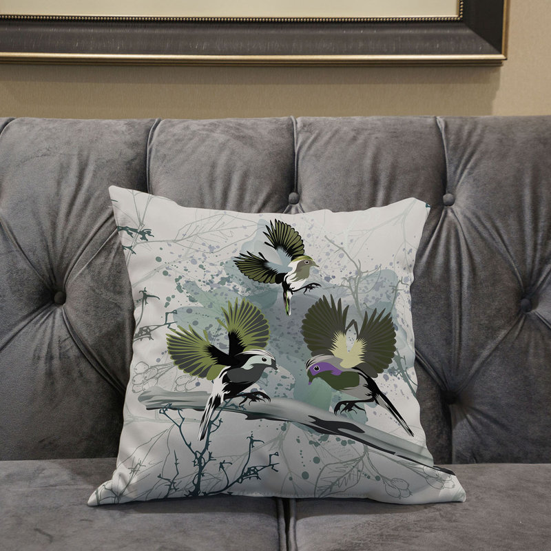 Housse de coussin en polyester pour l'intérieur et l'extérieur, 26 po x 26 po, Vert olive / blanc cassé