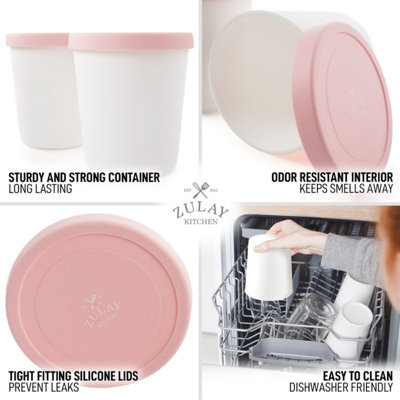 Zulay Kitchen Large Ice Cream Containers For Homemade Ice Cream
