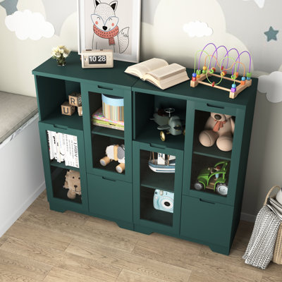 Armoire avec support stable et tiroir - Meuble de rangement fiable avec portes vitrées, pratique pour l'organisation de la maison